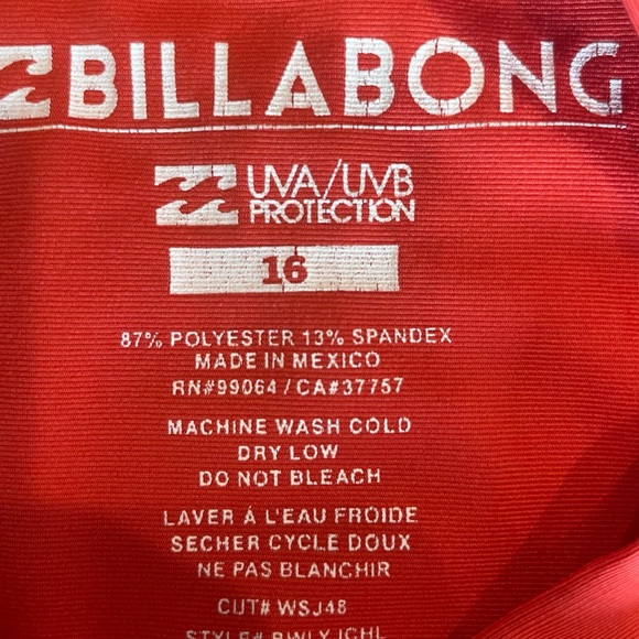 Lot of 2 Billabong Rash-guards Size 16/ UVA/UVB - Picture 5 of 11